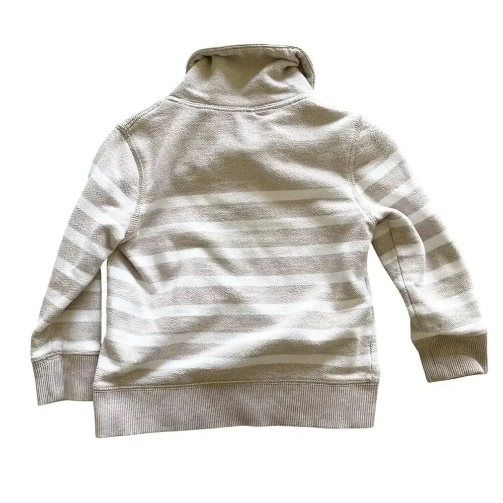 Baby Gap Boy's Tan and White Striped Shawl-Collar Pullover